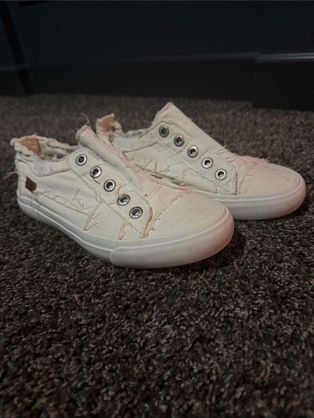 Blowfish Frayed Slip-On Sneakers in White